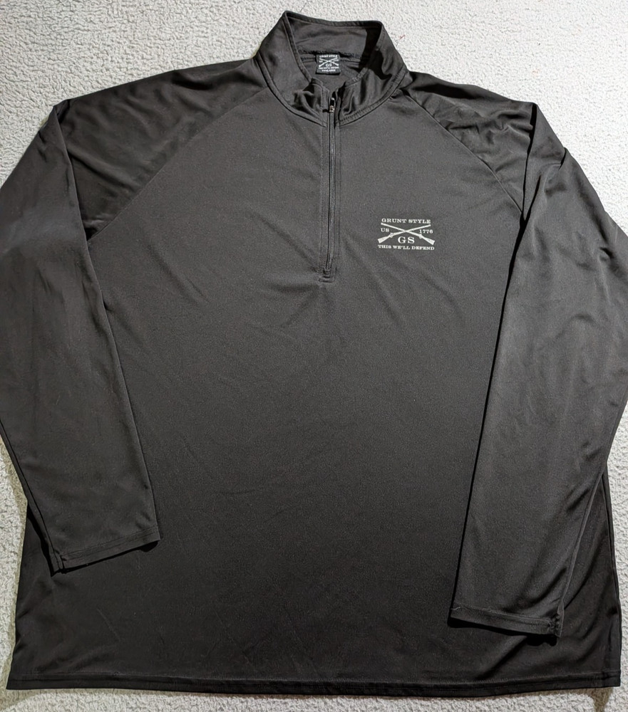 Grunt Style Men`s Solid Black Quarter Zip Long Sleeve Shirt / Size XXXLarge