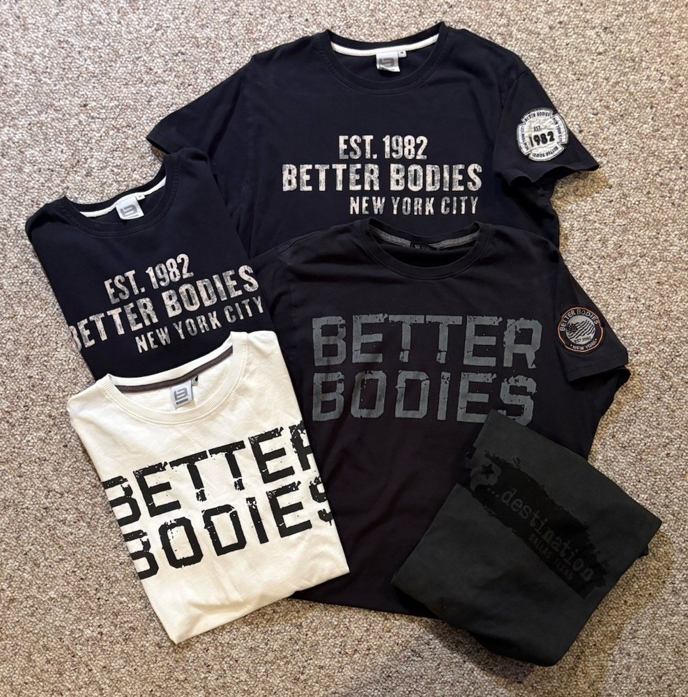 Men’s Better Bodies Lot Of 5 Workout Lifting Pump Cover T-shirt. Size M-L