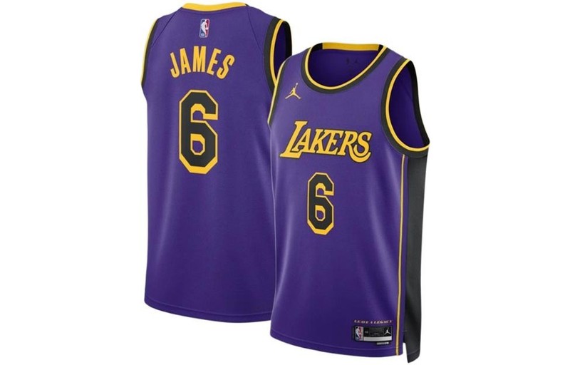 Jordan Lakers 22-23 Season LeBron James No. 6 Splicing Round Neck Pullover With gallery