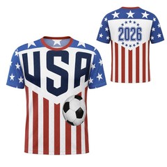 USA World Soccer Fan Jersey 2026 Stripes and Stars Graphic Sports Shirt