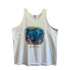 Vintage 90s South Padre Island TX Nature Dolphin Oversized Tank Mens Size XXL