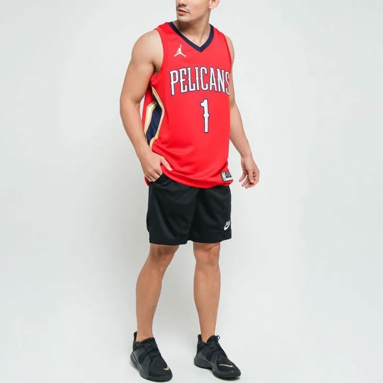 Jordan Nike Williamson Pelicans Statement Edition Jersey Red/Black/Gold gallery