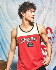 Men’s One Piece Straw Hat Crew Panel Tank – BoxLunch Exclusive Size Small