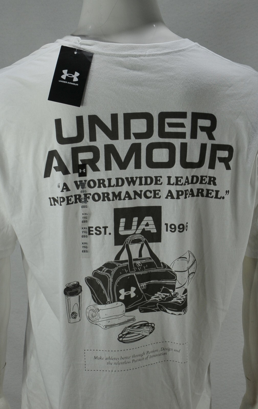 Under Armour Men's T shirt 2XL Loose fit printed tee White NWT gallery