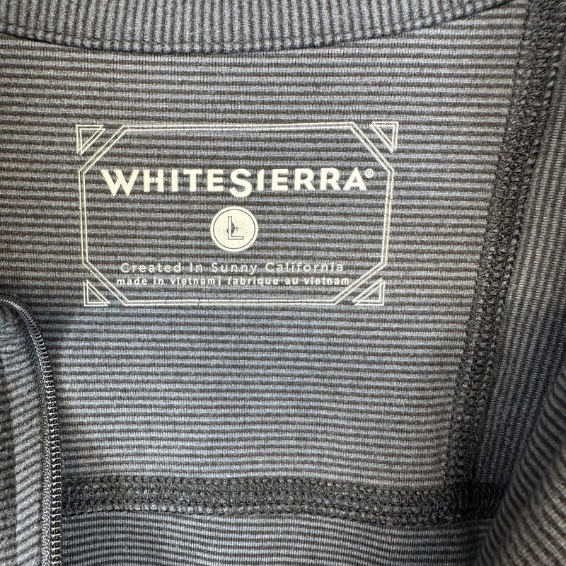 White Sierra Shirt Men Large Gray Black Stripe Polyester Blend 1/4 Zip Pullover gallery