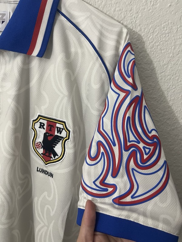 2025 Corteiz Japan Flames Football Soccer Jersey White Size M Medium gallery