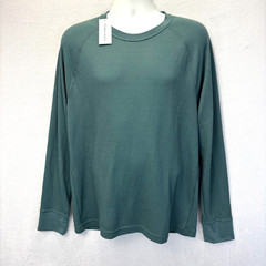 NWT Outdoor Voices Waffle Knit Shirt Mens Medium Green Long Sleeve Thermal Crew