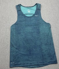 Nike Miler Running Tank Top Mens S Blue Striped Dri-FIT Gym Singlet 644329-405