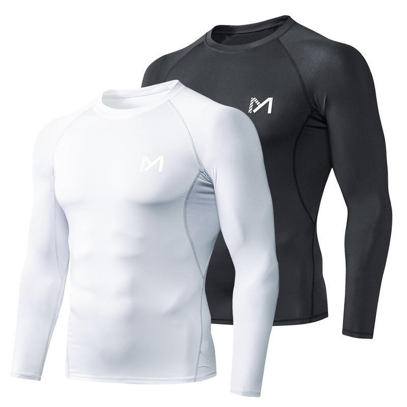 2X Men Compression Long Sleeve Muscle Shirts Workout Gym Sports Running Dry Cool gallery