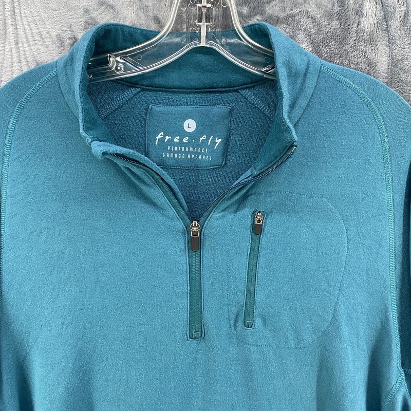 Free Fly Shirt Mens Teal Green Bamboo Flex 1/4 Zip Pullover Performance Large gallery