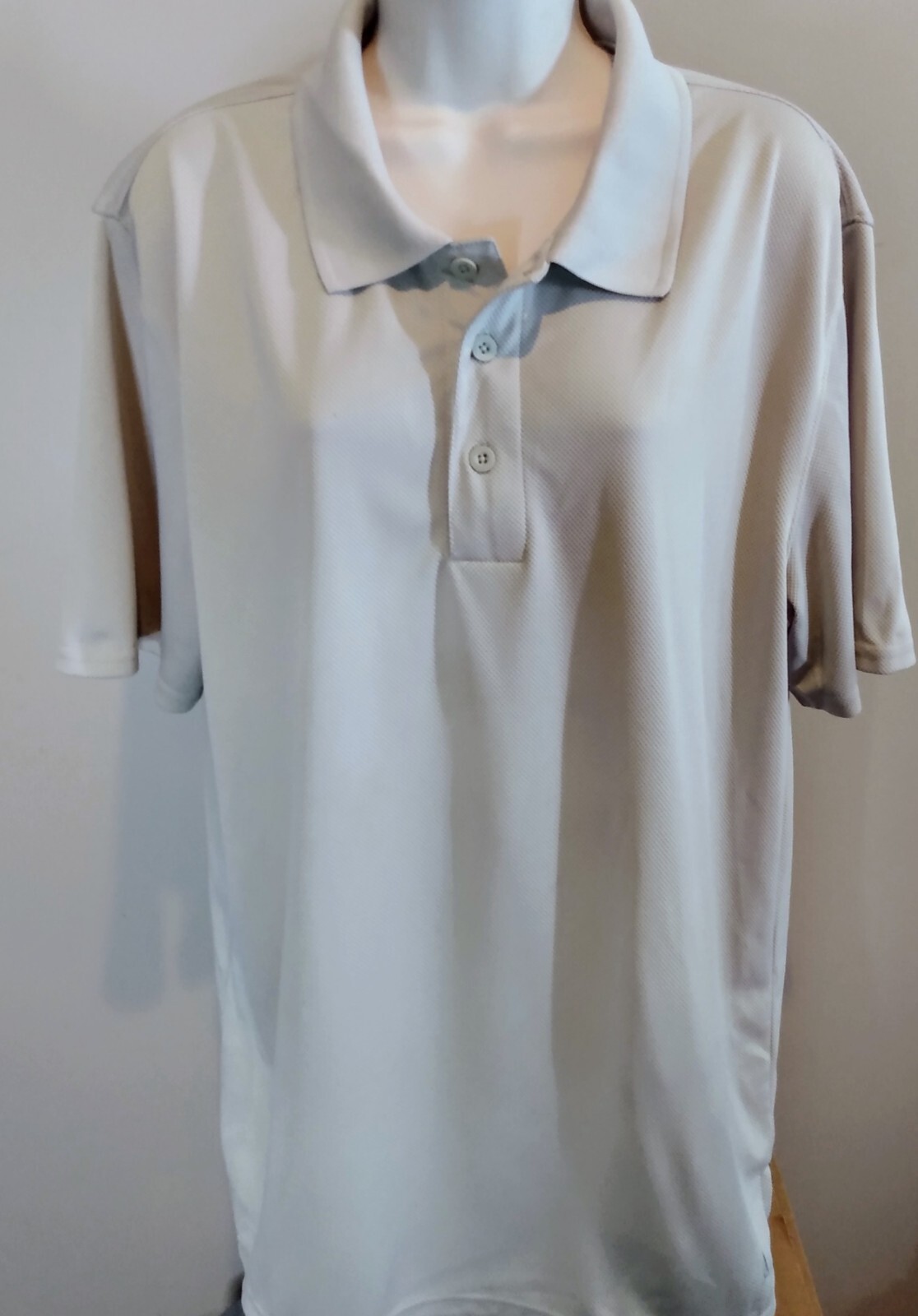 Nordic Track Men’s Large Short Sleeve 100% Polyester Tan/Beige Polo Golf Shirt gallery