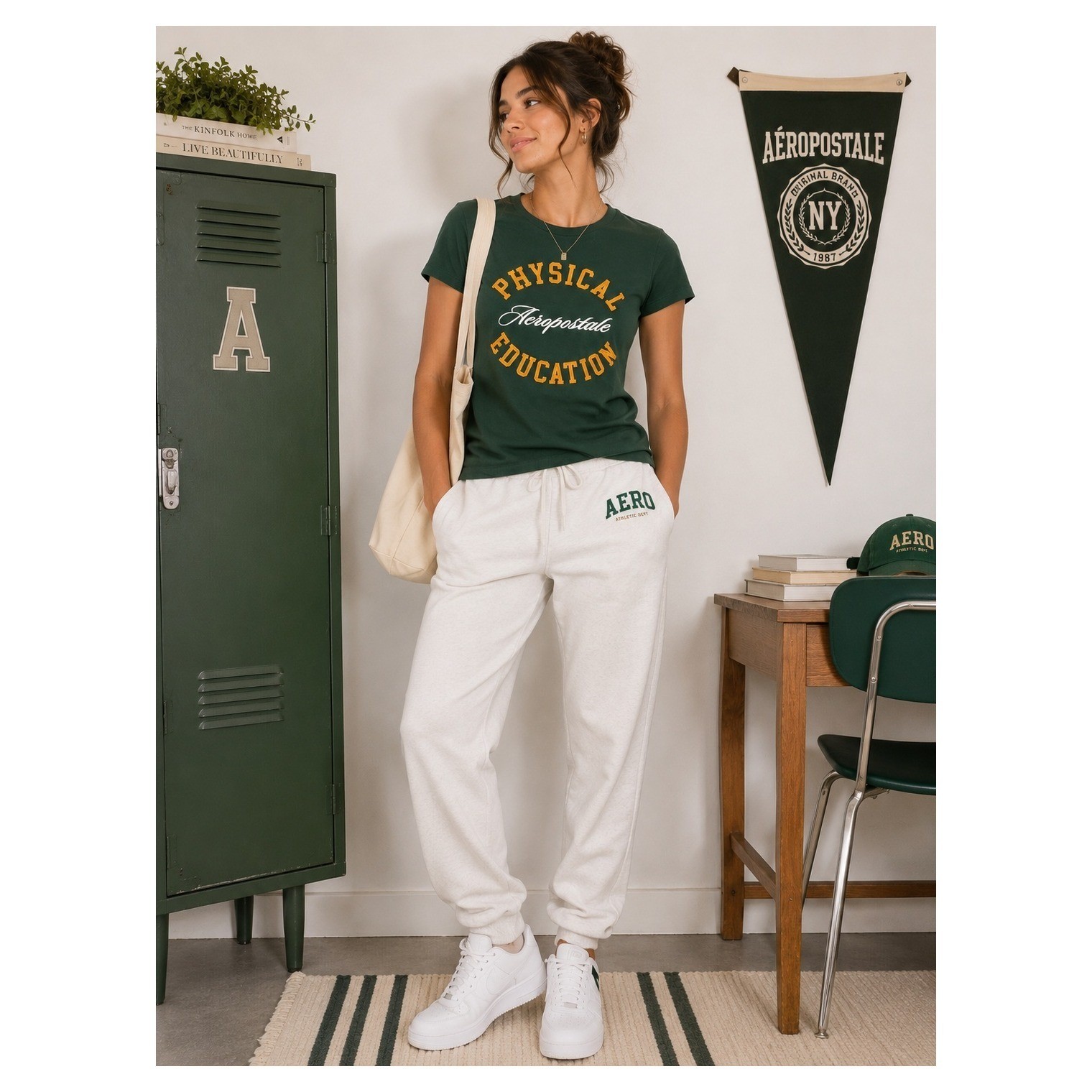 NWT Aeropostale Physical Education Graphic Tee XS Green Short Sleeve Shirt gallery