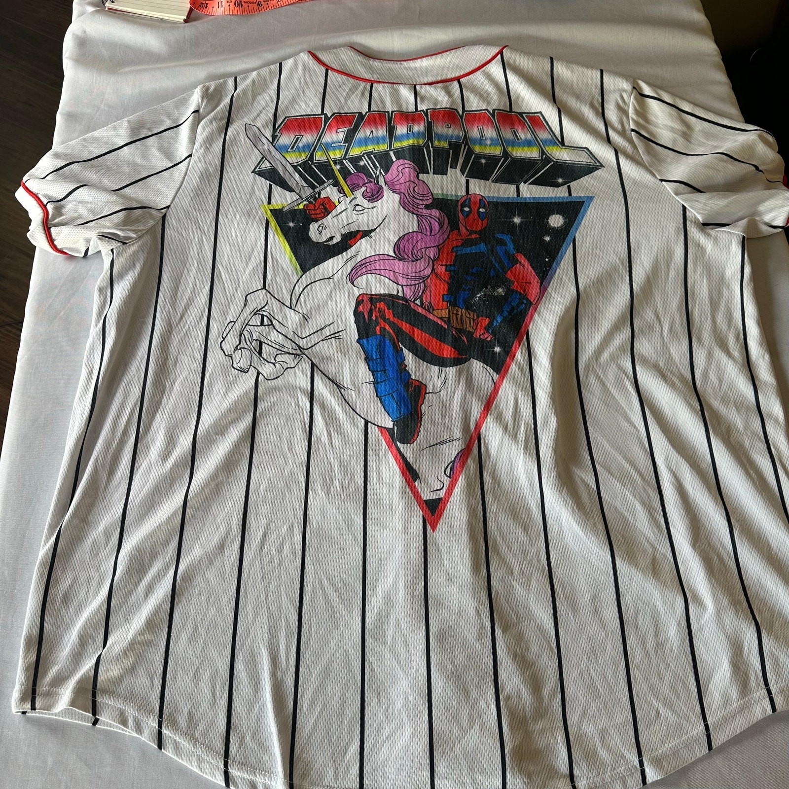 Marvel Deadpool Jersey Men XL Deadpool on Unicorn Chest and back gallery