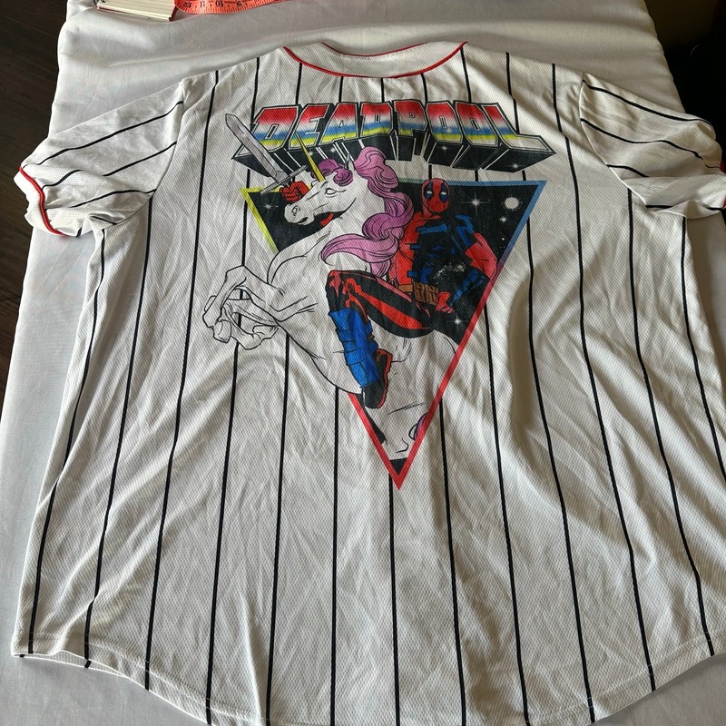 Marvel Deadpool Jersey Men XL Deadpool on Unicorn Chest and back gallery