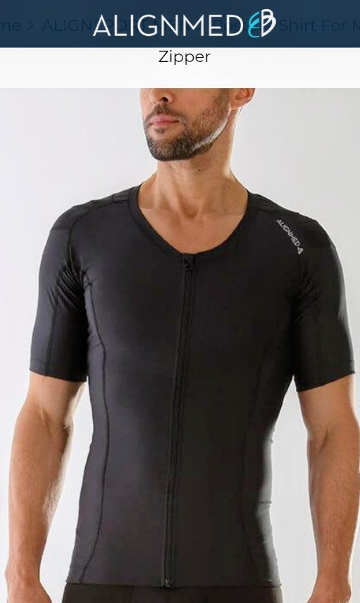 New Large ALIGNMED Posture Shirt 2.0 Zip Black Short Sleeve Men's V-Neck gallery