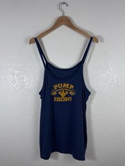 Pump Iron Stringer Tank Top Blue Gold Gym Bodybuilding Fitness Men’s Size XL