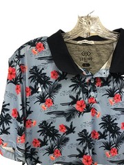 Leg3nd Men’s Polo Golf Shirt AOP Tropical Size L Extreme Stretch