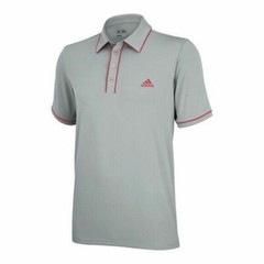 ADIDAS MEN’S CLIMALITE PIPED SOLID POLO, CHROME/CORAL, X-LARGE