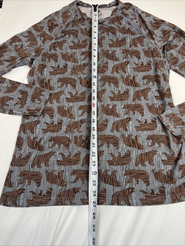 SAXX Quest Bear Print Long Sleeve Crew Shirt Quick Dry Size Medium gallery