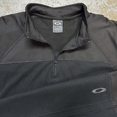Vintage Oakley Software 1/4 Quarter Zip Black Longsleeve Shirt Size XXL Men