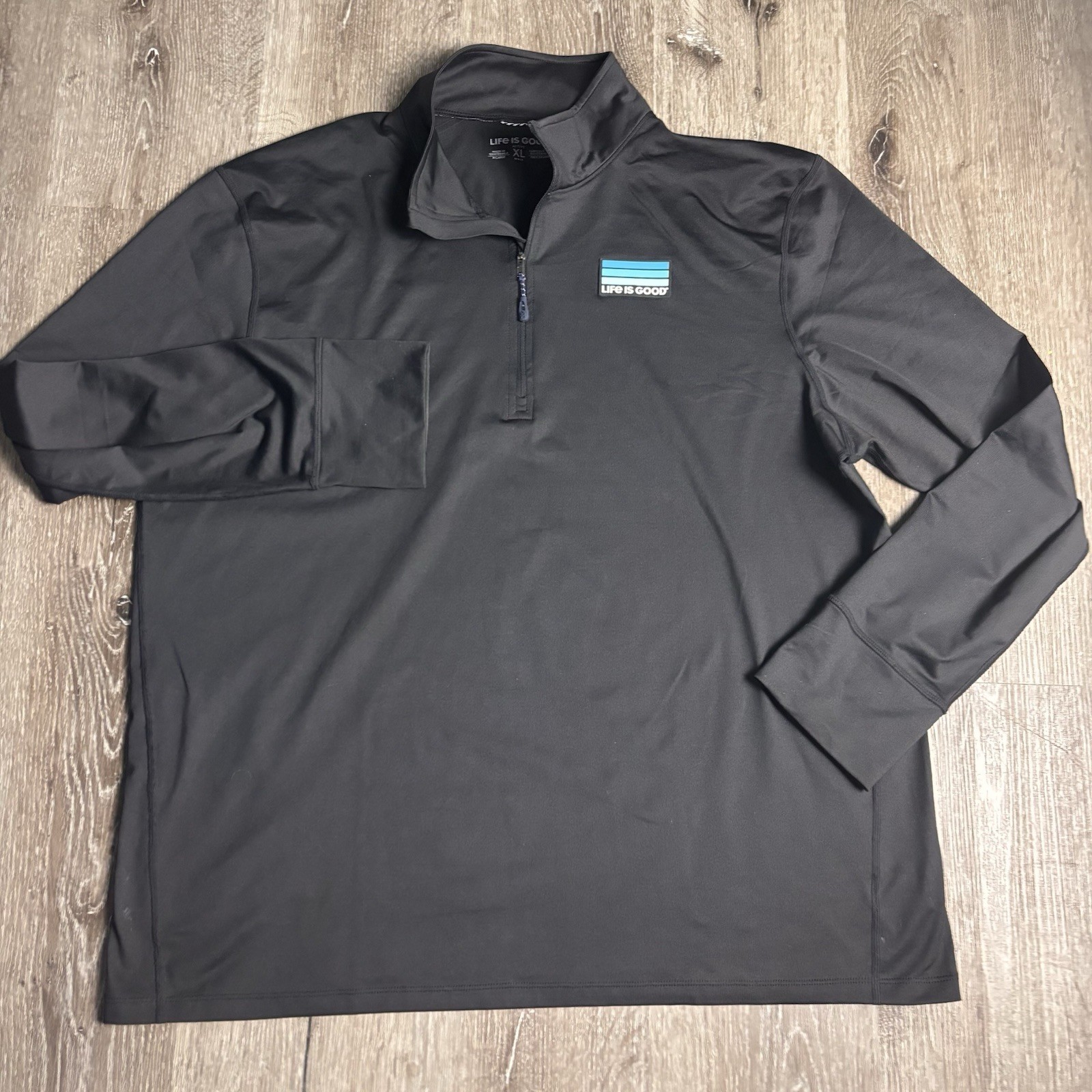 Life Is Good Active Pullover Mens XL Black 1/4 Zip Long Sleeve Performance gallery