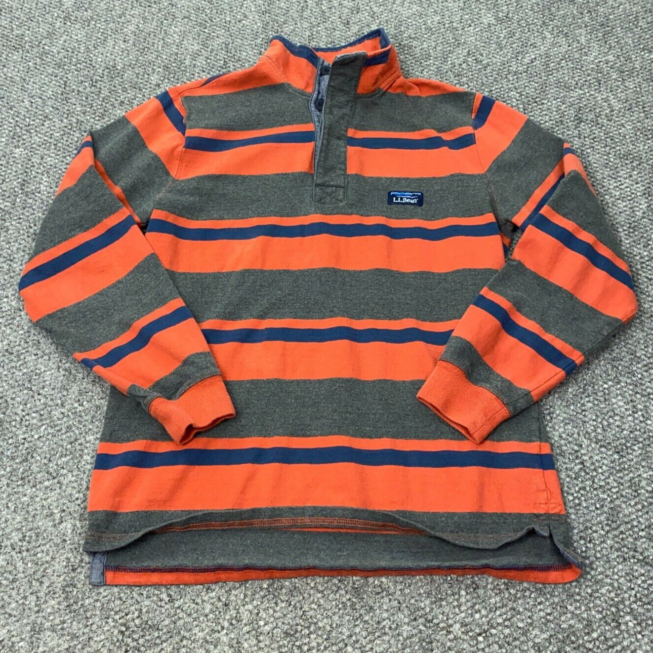 VTG LL Bean Shirt Mens Small Red Striped Traditional Fit Mock Neck 1/4 Pullover gallery