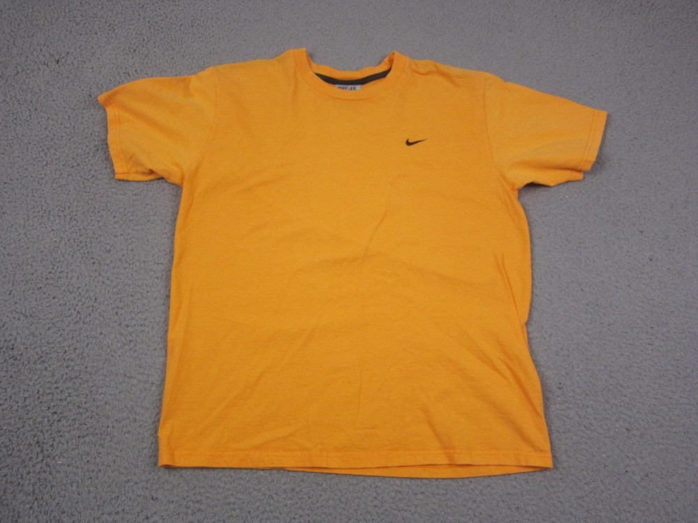 Vintage Nike Shirt Mens Large L Yellow Swoosh Crewneck Short Sleeve Classic Y2K