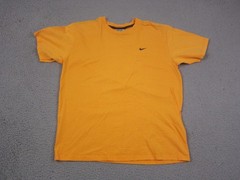Vintage Nike Shirt Mens Large L Yellow Swoosh Crewneck Short Sleeve Classic Y2K