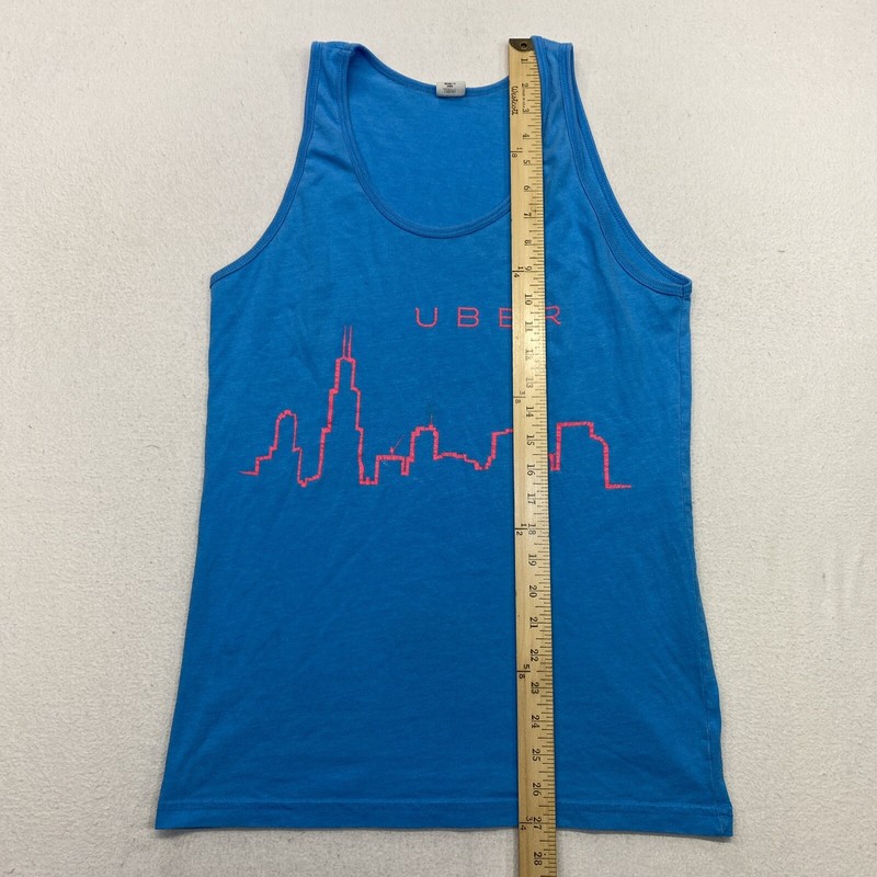 Uber Skyline Tank Top Adult M Blue Neon Fifty Fifty American Apparel Made in USA gallery