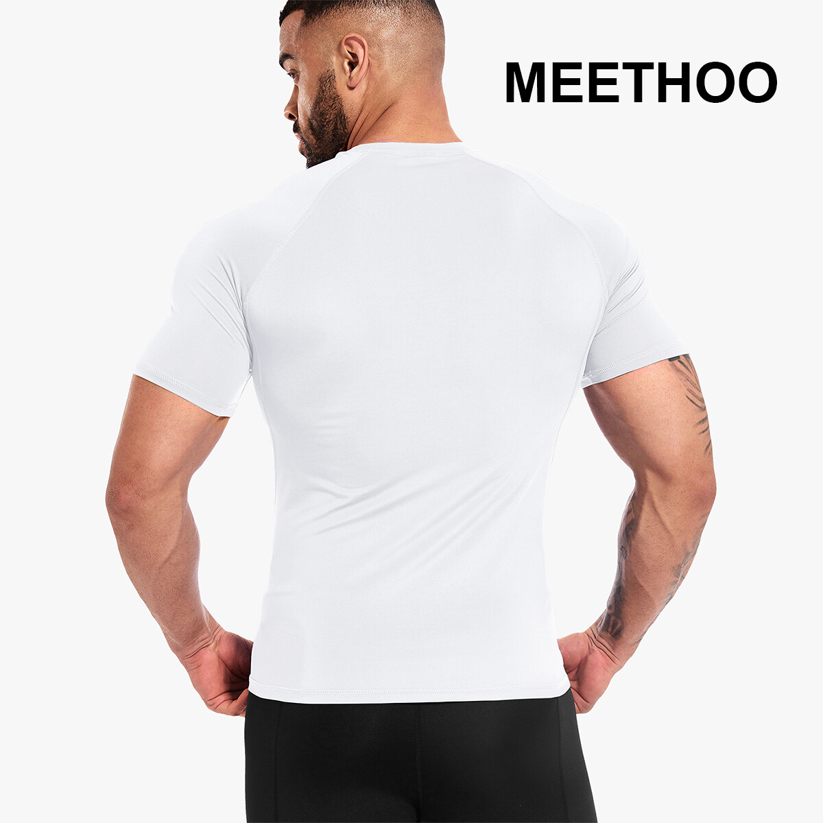 4X MEETHOO Men Compression Shirts Short Sleeve Sport Athletic Workout Base Layer gallery