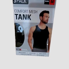 32 Degrees Cool Mesh Tank 3-Pack Black M Breathable Quick Dry Anti-Odor