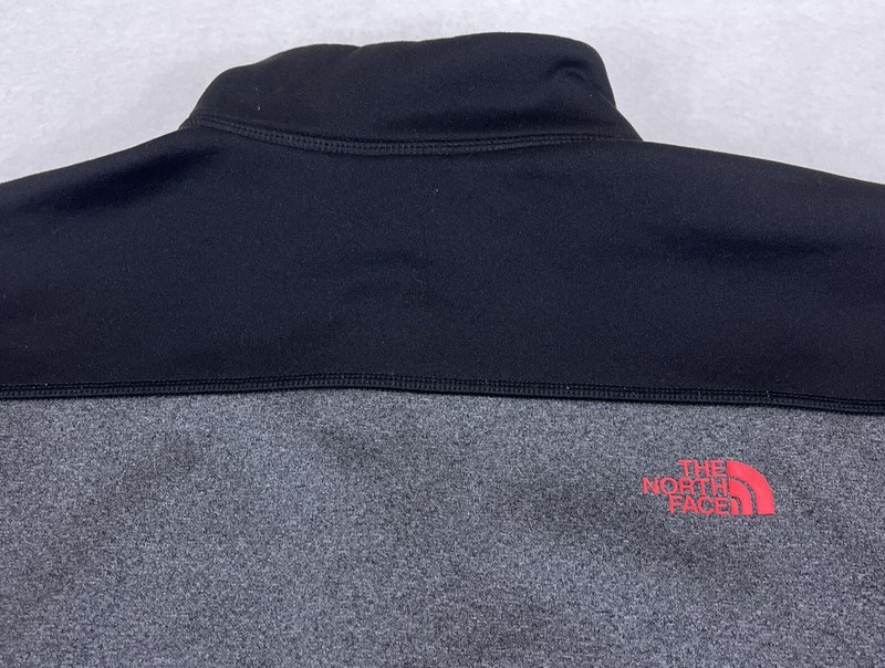 North Face Mens 1/4 Zip Mock Neck Polyester Black Gray Red Pullover Medium gallery