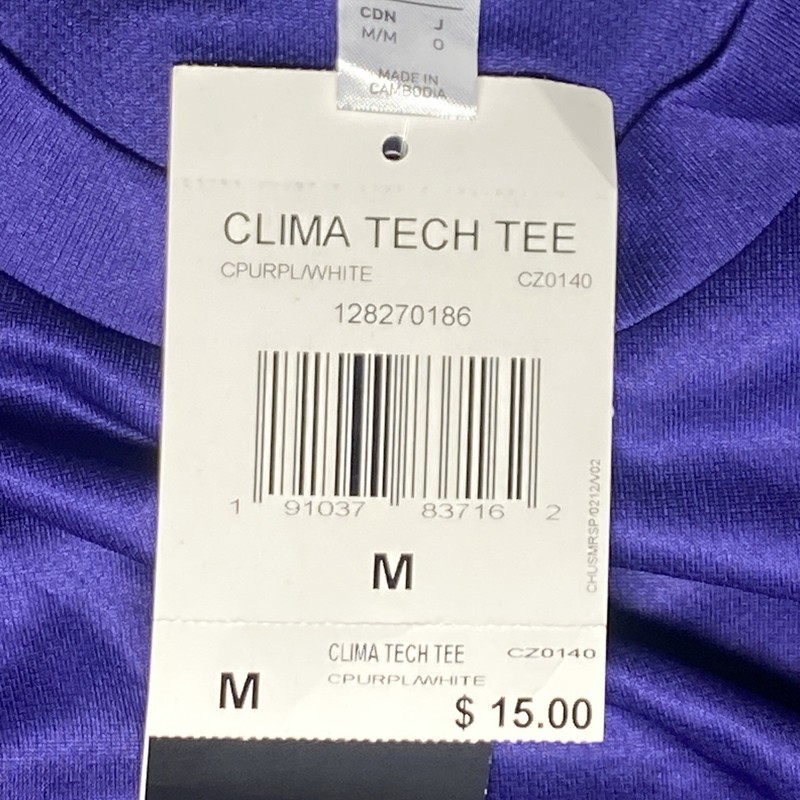 Adidas Aeroready Clima Tech Tee Mens Crew Neck Purple Short Sleeve Medium NWT gallery
