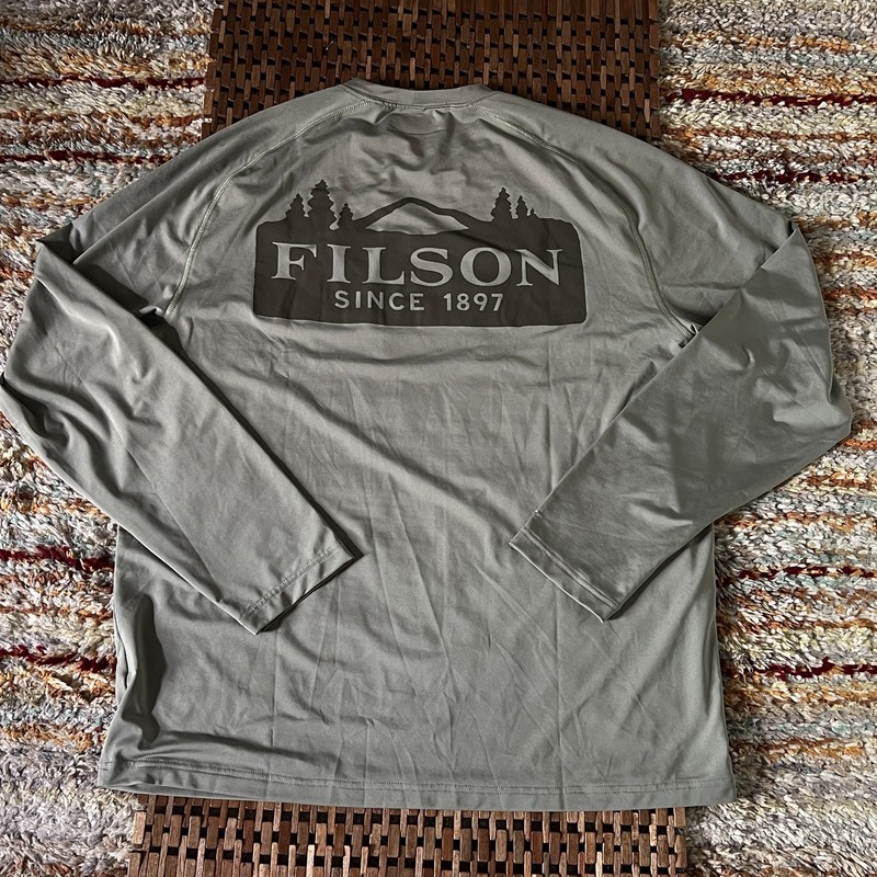 CC Filson Performance Stretch Base Layer Crew Neck Graphic Print Green Large L gallery