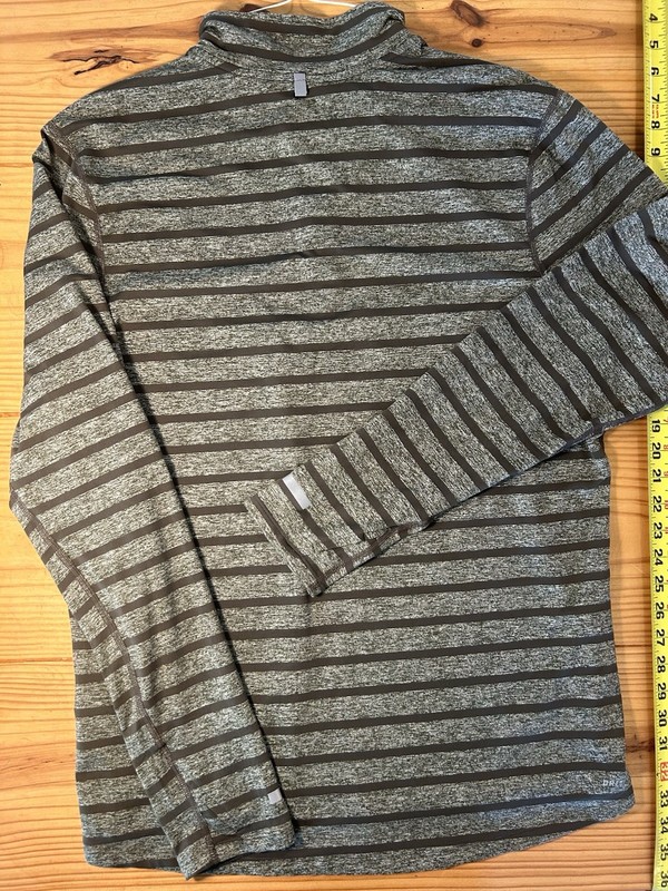 Nike Dri-FIT Men’s L Gray/Black Striped 1/4 Zip Mock Neck Active Pullover gallery