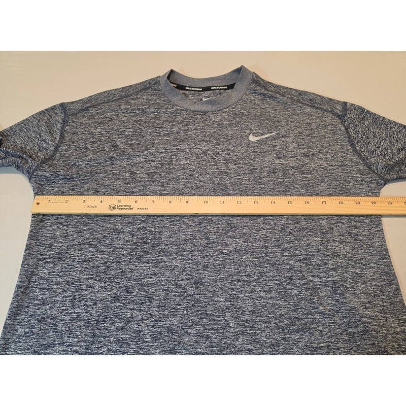 Nike Running Dri-FIT Mens Medium Blue Heathered Long Sleeve Thumbhole Shirt gallery