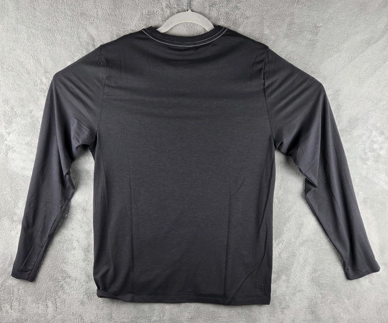 Vuori Current Tech Crew Neck Long Sleeve Black T Shirt Men's Medium White Stitch gallery