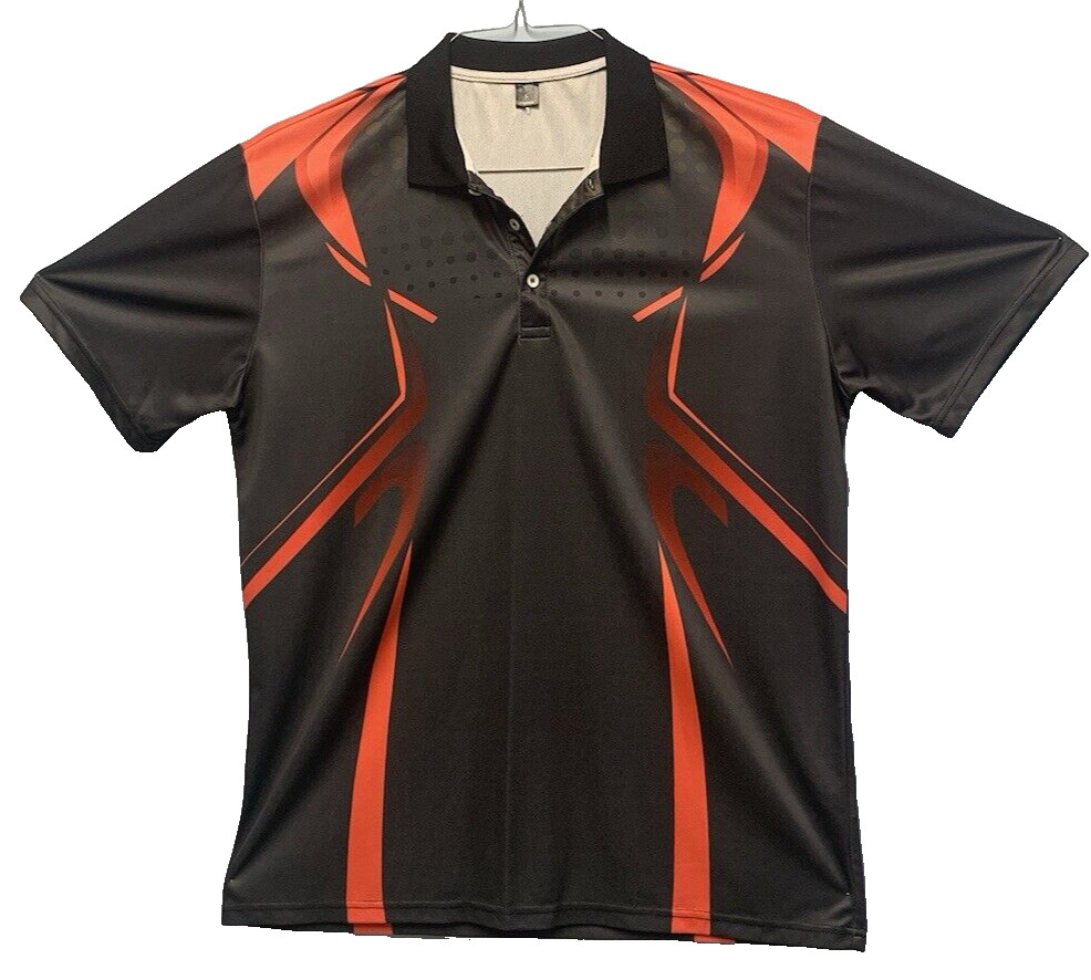 Athletic Men’s Shirt Short Sleeve Geometric Black Gray Orange Size L gallery