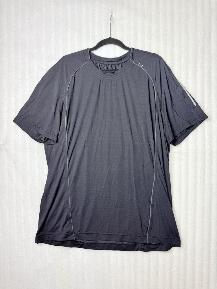 Lululemon Metal Vent Tech Mens Hexagon Logo Dark Navy Performance T Shirt Sz 2XL