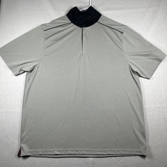 Hawke & Co Polo 1/4 Zip Button Mens 2XL Gray Black Shirt Short Sleeve