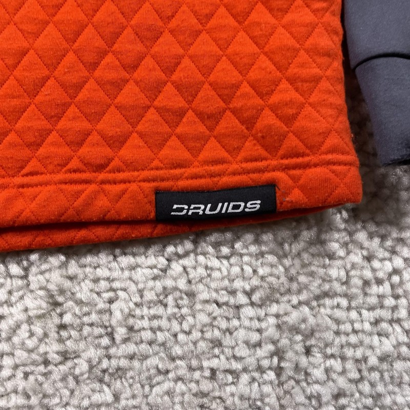 Druids Pullover Mens Large Orange Quilted 1/4 Zip Golf Stretch Raglan Mock Neck gallery