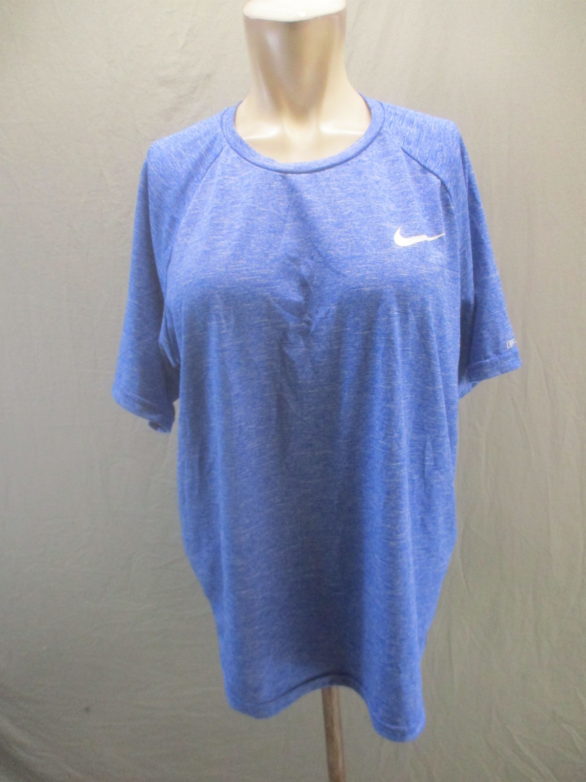 Nike Swim Size L Mens Blue Short Sleeve Crew Neck Logo Activeweat TShirt 494 gallery