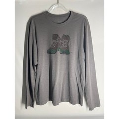 Life is Good Hiking Boots Long Sleeve Gray Cool Tee Size Medium Men’s