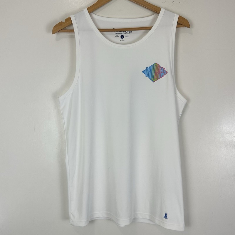 Chubbies Graphic Muscle Tank Retro Style Diamond Logo Size S White Coastal Beach gallery