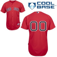 Custom Majestic MLB Boston Red Sox Classic Cool Base Full Stitched Red Jersey