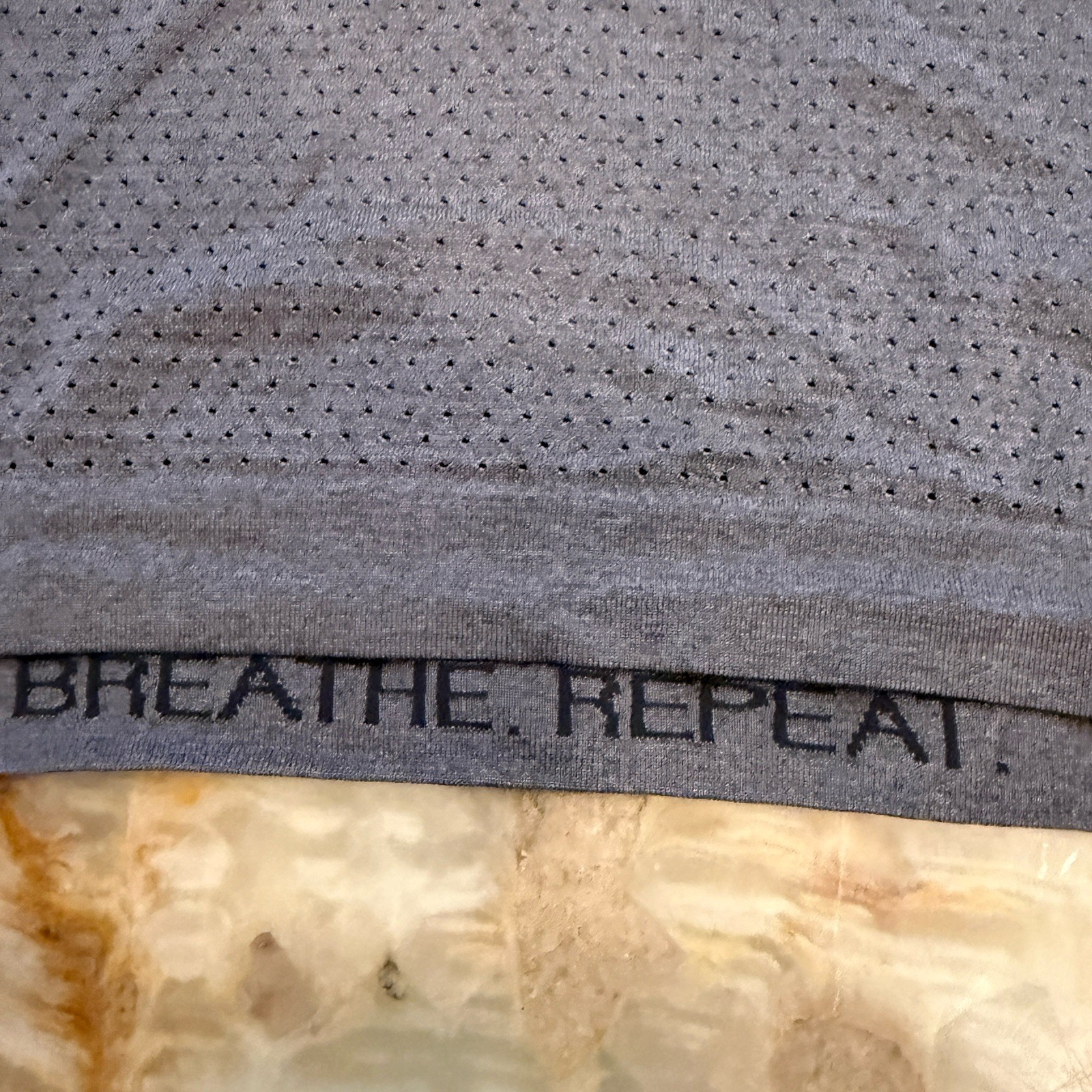 Lululemon Mens Breathe Repeat Short Sleeve Training Shirt Gray Perforated Size L gallery