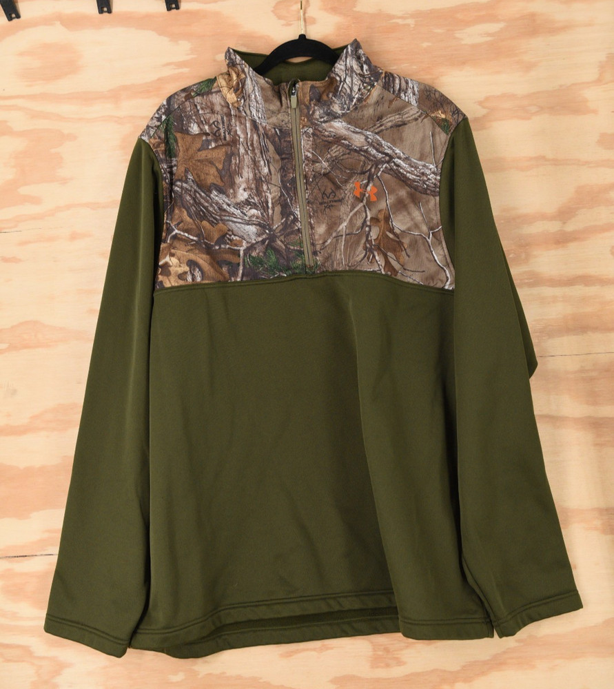 Under Armour Caliber 1/4 Zip Realtree Olive Green Pullover Mens 2XL - 1259217