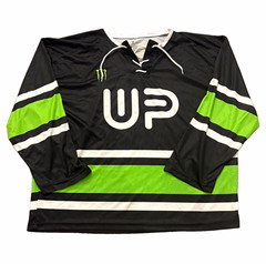 Monster Energy Jersey Men’s L Racing Jersey Long Sleeve V-Neck Mesh Black Green