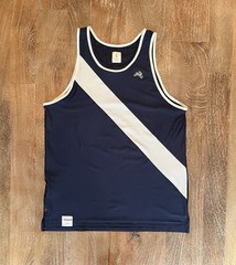 Tracksmith Men’s Large Van Cortlandt Singlet Navy/White Running Singlet Tank Top