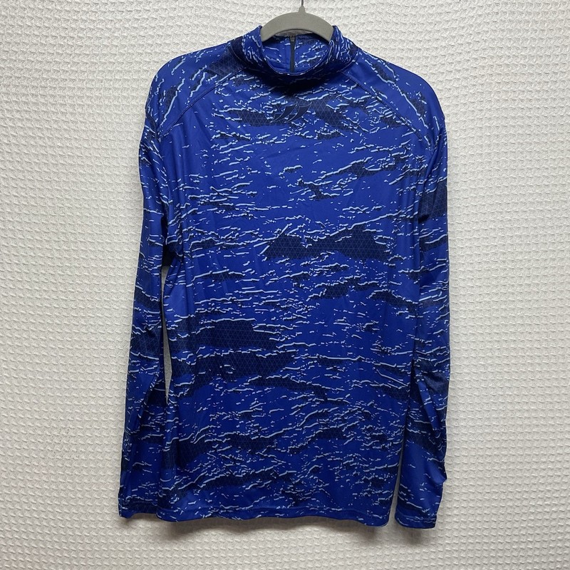 Badger Sport Golf Short Pullover Men Large Blue Camo 1/4 Zip Performance UPF50+ gallery